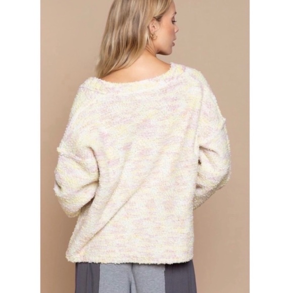 New! Sale 🔥POL Soft Beautiful Confetti Color V Neck Distressed Sweater - Picture 8 of 9